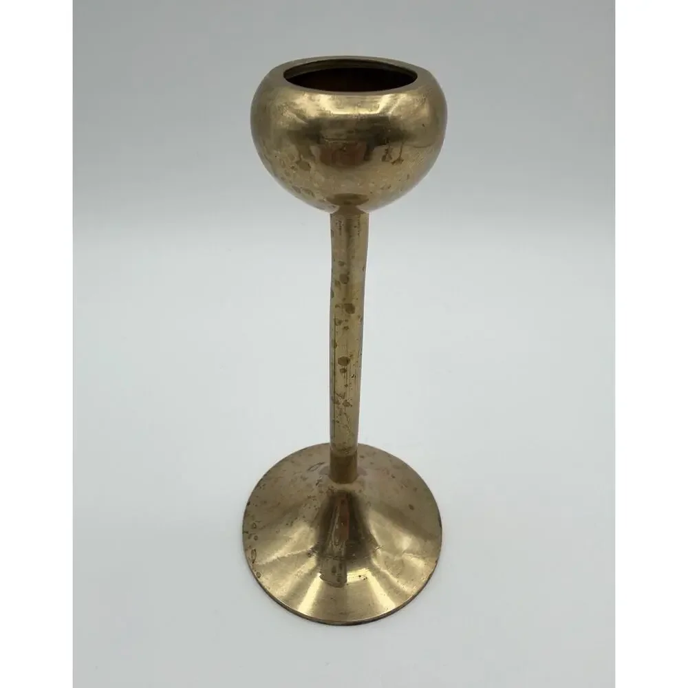 Brass Tulip Cup Graduated Taper Candle Holders Mid Century Modern MCM Set of 5